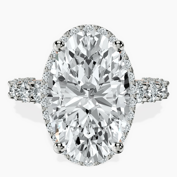 10kt Rose Gold Enchanté Side Stones Halo Lab Diamond Ring front image