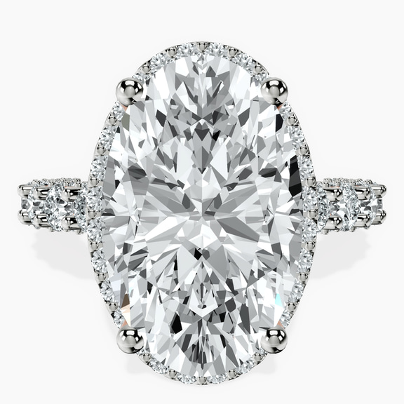 10kt Rose Gold Enchanté Side Stones Halo Lab Diamond Ring front image