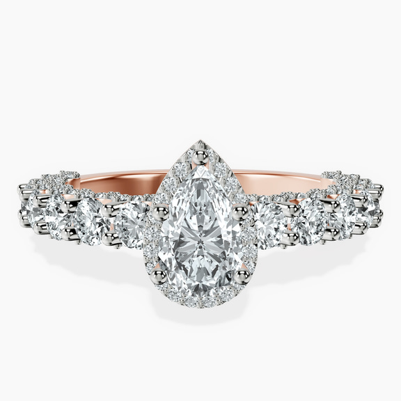 18kt Rose Gold Enchanté Side Stones Halo Lab Diamond Ring front image