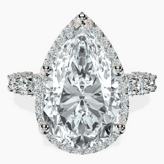 18kt Rose Gold Enchanté Side Stones Halo Lab Diamond Ring front image