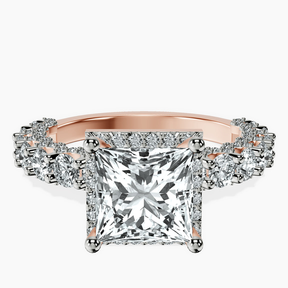 10kt Rose Gold Enchanté Side Stones Halo Lab Diamond Ring front image