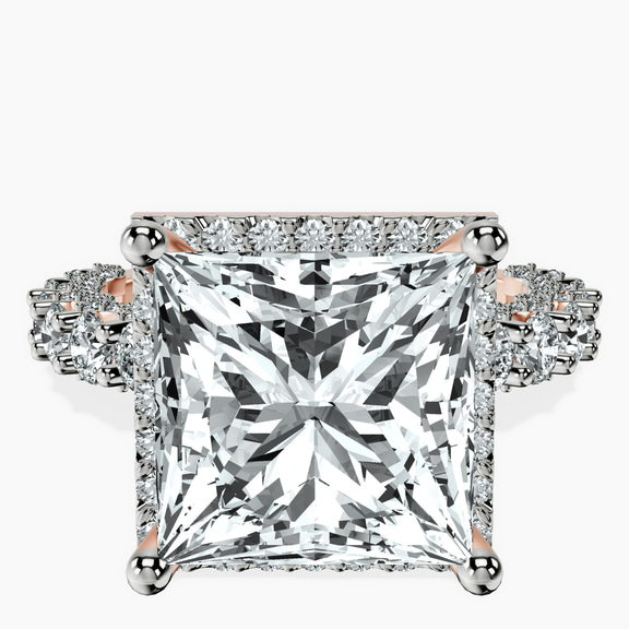 10kt Rose Gold Enchanté Side Stones Halo Lab Diamond Ring front image