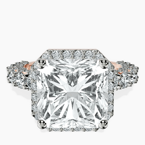 10kt Rose Gold Enchanté Side Stones Halo Lab Diamond Ring front image