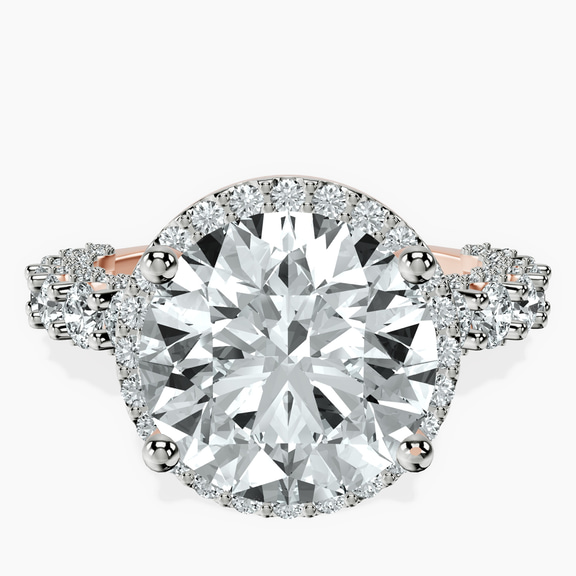 14kt Rose Gold Enchanté Side Stones Halo Lab Diamond Ring front image