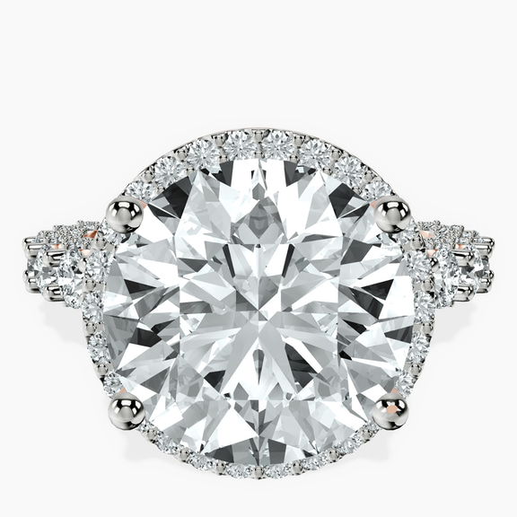 14kt Rose Gold Enchanté Side Stones Halo Lab Diamond Ring front image