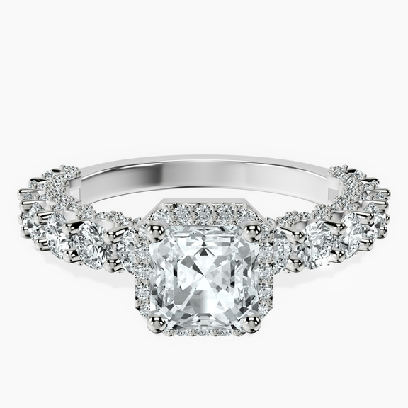 Platinum Enchanté Side Stones Halo Lab Diamond Ring front image