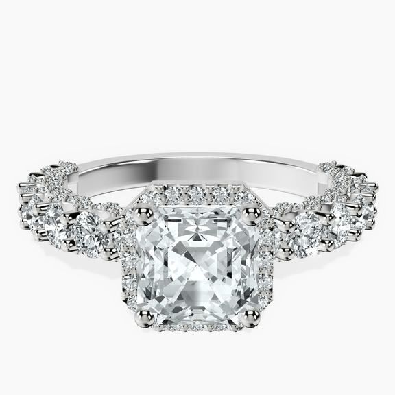 Platinum Enchanté Side Stones Halo Lab Diamond Ring front image