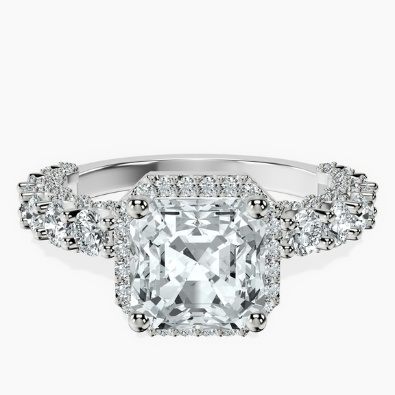 Platinum Enchanté Side Stones Halo Lab Diamond Ring front image