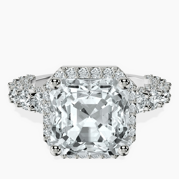 18kt White Gold Enchanté Side Stones Halo Lab Diamond Ring front image