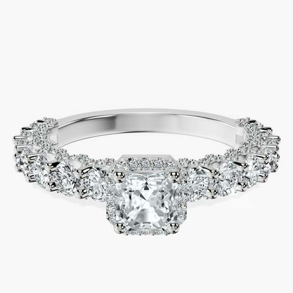 Platinum Enchanté Side Stones Halo Lab Diamond Ring front image