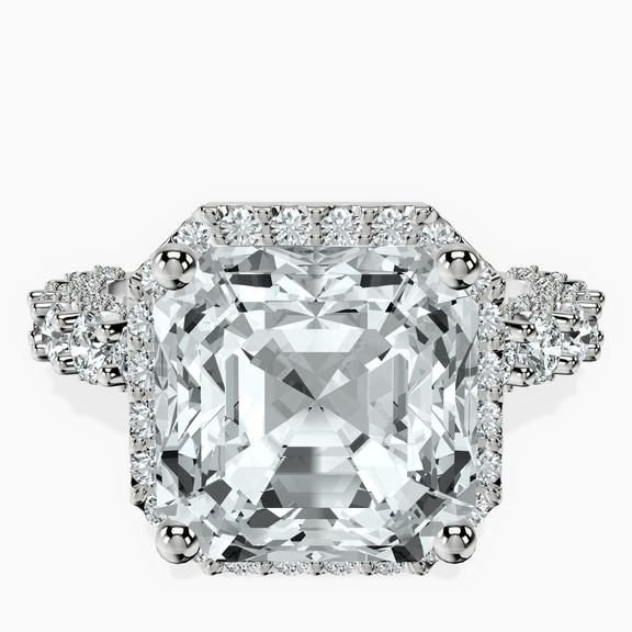 Platinum Enchanté Side Stones Halo Lab Diamond Ring front image