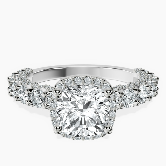 Platinum Enchanté Side Stones Halo Lab Diamond Ring front image