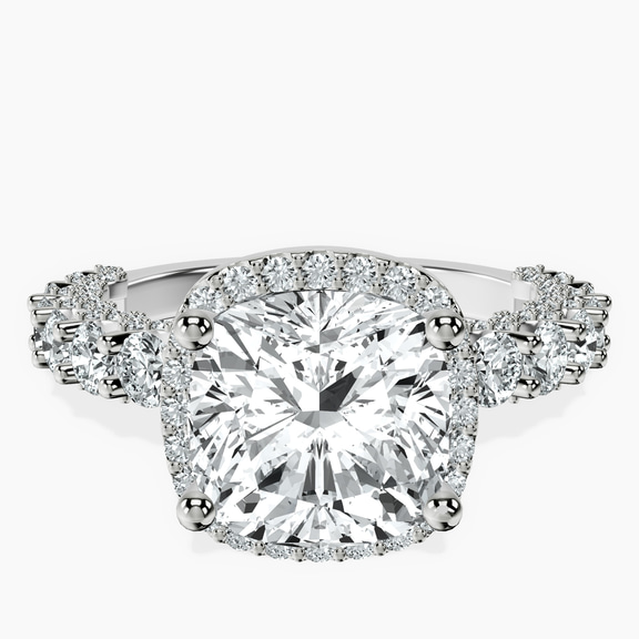 Platinum Enchanté Side Stones Halo Lab Diamond Ring front image