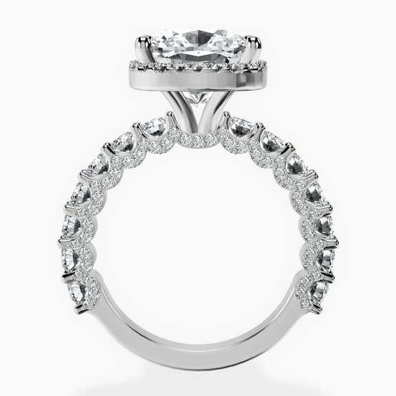 18kt White Gold Enchanté Side Stones Halo Lab Diamond Ring side right image one