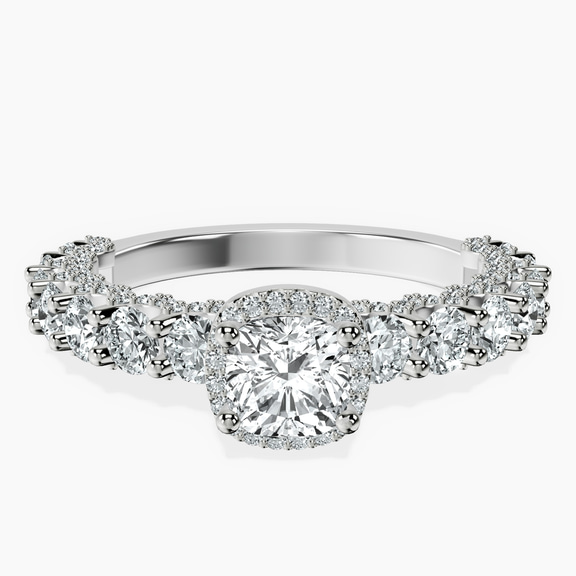 Platinum Enchanté Side Stones Halo Lab Diamond Ring front image