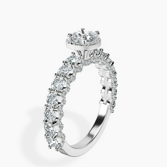 Platinum Enchanté Side Stones Halo Lab Diamond Ring standing product image one