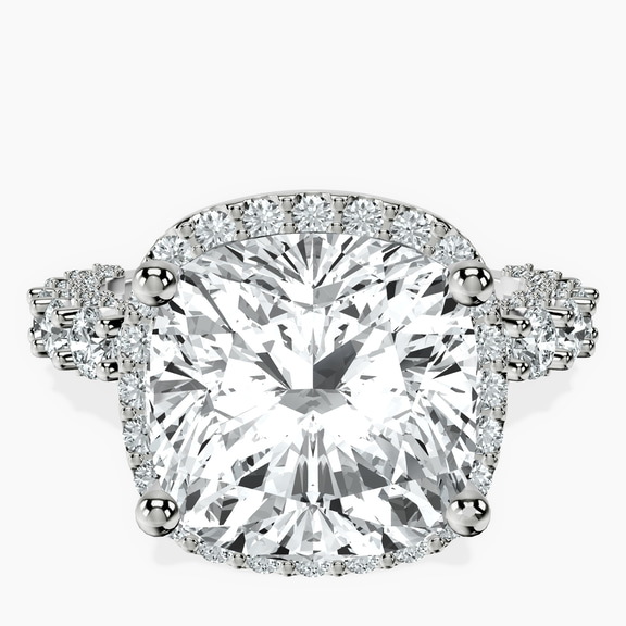 10kt White Gold Enchanté Side Stones Halo Lab Diamond Ring front image