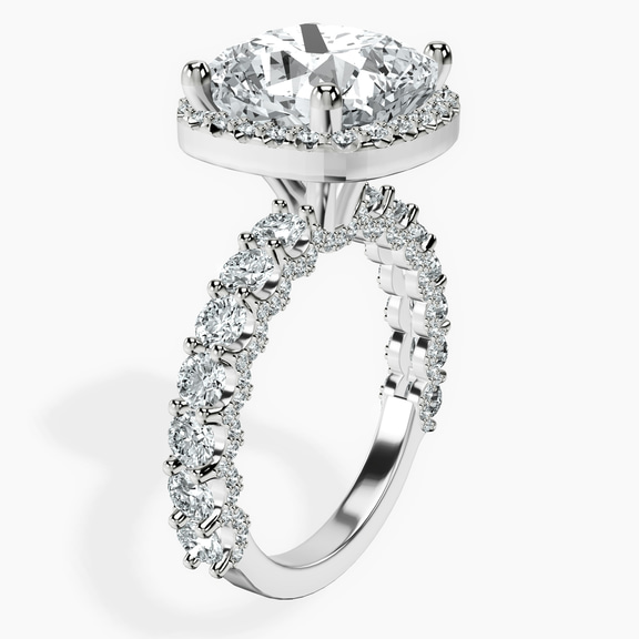 10kt White Gold Enchanté Side Stones Halo Lab Diamond Ring standing product image one