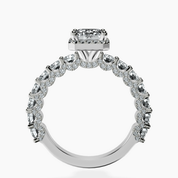 14ct White Gold Enchanté Side Stones Halo Lab Diamond Ring side right image one
