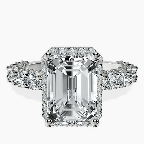 14kt White Gold Enchanté Side Stones Halo Lab Diamond Ring front image
