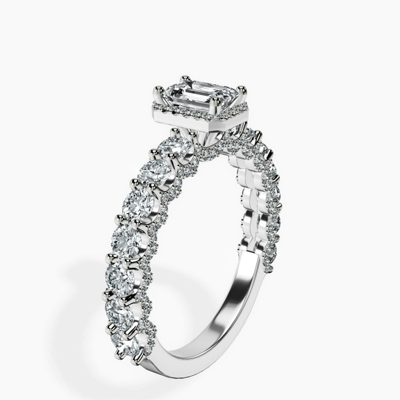 Platinum Enchanté Side Stones Halo Lab Diamond Ring standing product image one