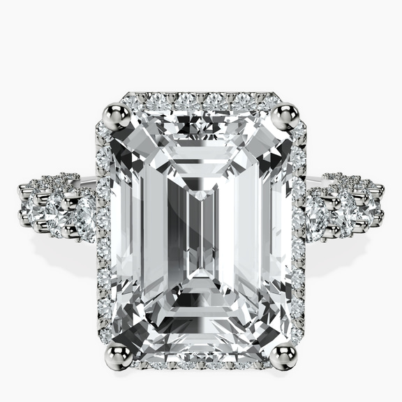 Platinum Enchanté Side Stones Halo Lab Diamond Ring front image