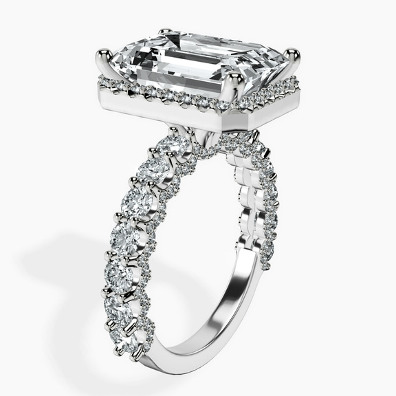 Platinum Enchanté Side Stones Halo Lab Diamond Ring standing product image one