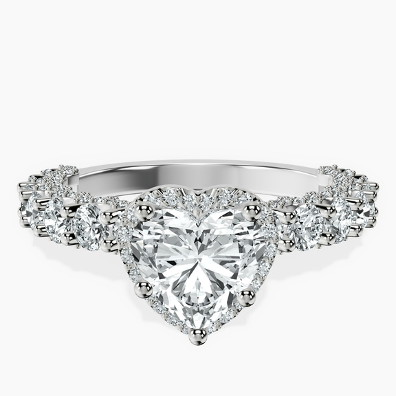 Platinum Enchanté Side Stones Halo Lab Diamond Ring front image
