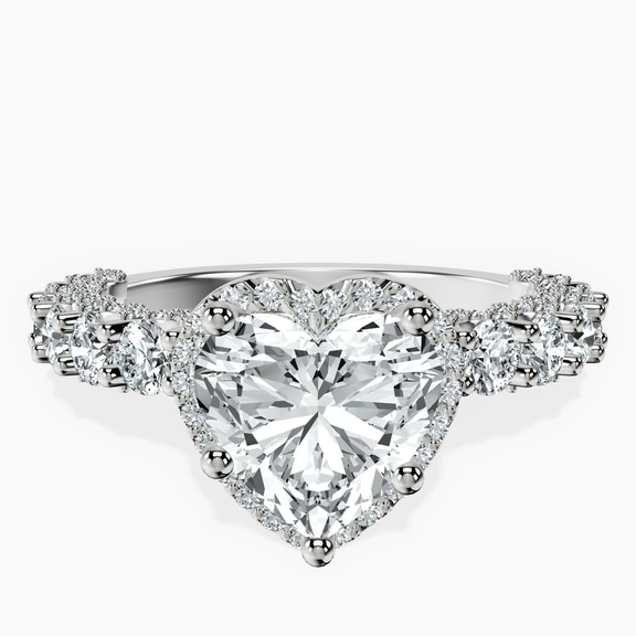 18ct White Gold Enchanté Side Stones Halo Lab Diamond Ring front image