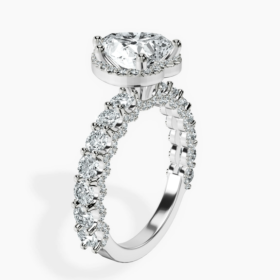 Platinum Enchanté Side Stones Halo Lab Diamond Ring standing product image one