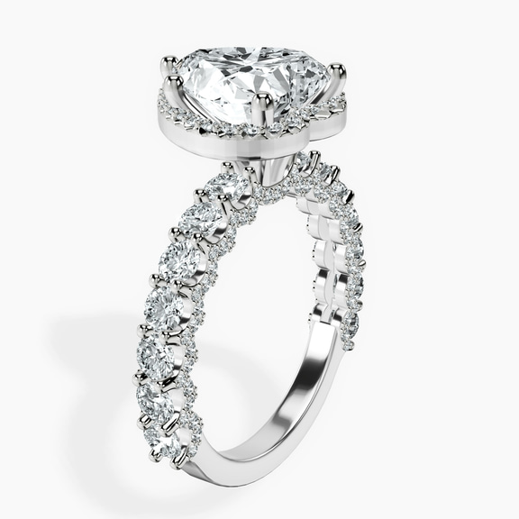 Platinum Enchanté Side Stones Halo Lab Diamond Ring standing product image one