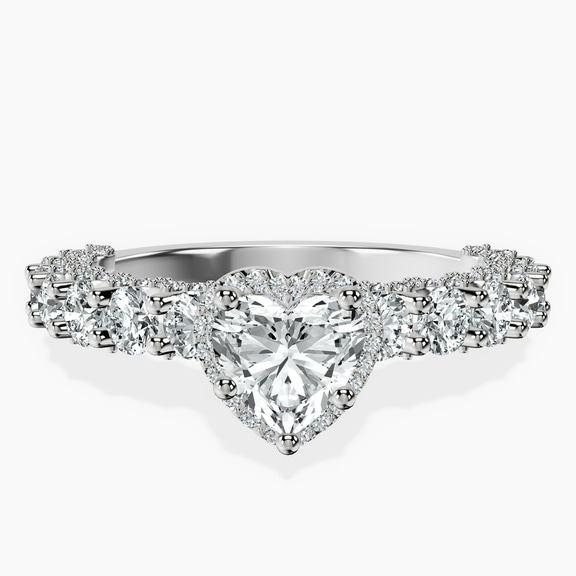 10kt White Gold Enchanté Side Stones Halo Lab Diamond Ring front image