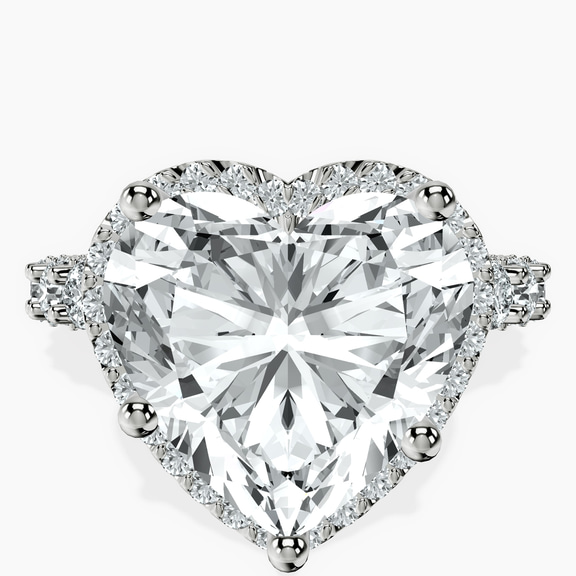 Platinum Enchanté Side Stones Halo Lab Diamond Ring front image