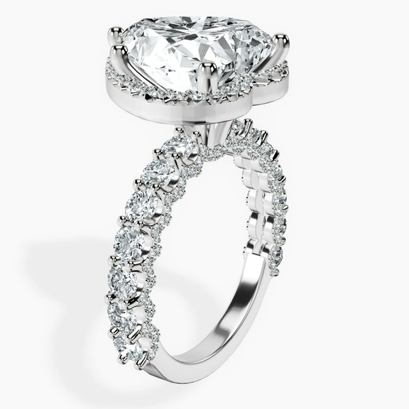 Platinum Enchanté Side Stones Halo Lab Diamond Ring standing product image one