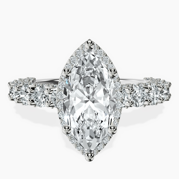 18ct White Gold Enchanté Side Stones Halo Lab Diamond Ring front image