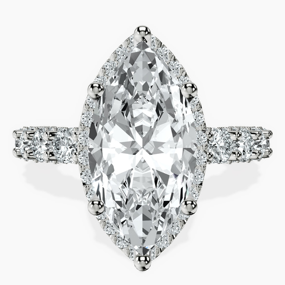 14kt White Gold Enchanté Side Stones Halo Lab Diamond Ring front image