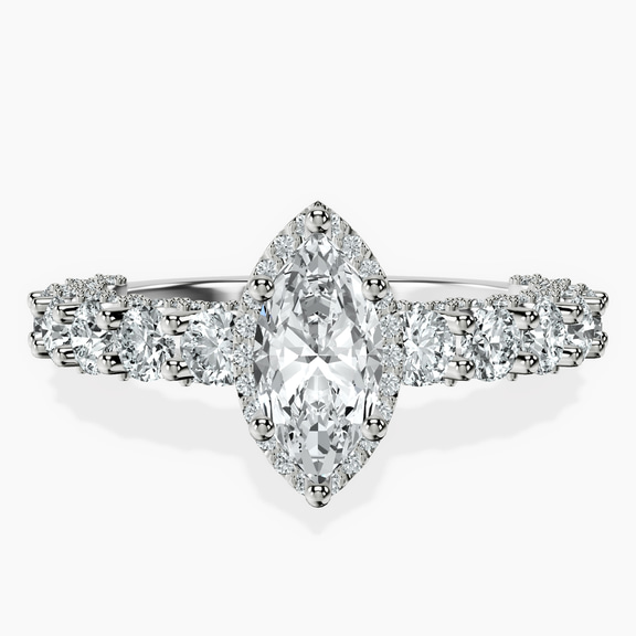 Platinum Enchanté Side Stones Halo Lab Diamond Ring front image