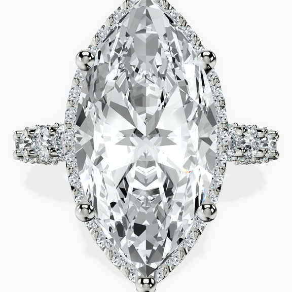 Platinum Enchanté Side Stones Halo Lab Diamond Ring front image