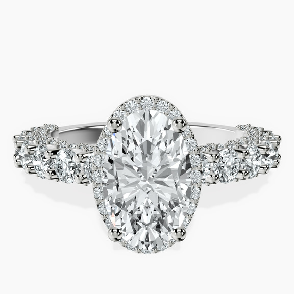 Platinum Enchanté Side Stones Halo Lab Diamond Ring front image