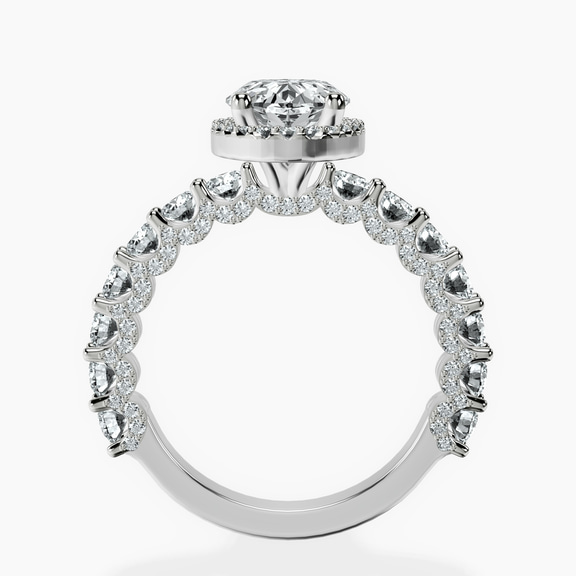 14kt White Gold Enchanté Side Stones Halo Lab Diamond Ring side right image one