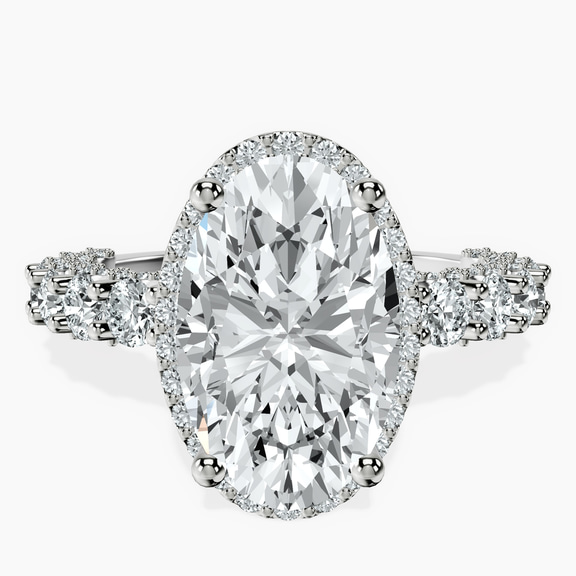 Platinum Enchanté Side Stones Halo Lab Diamond Ring front image