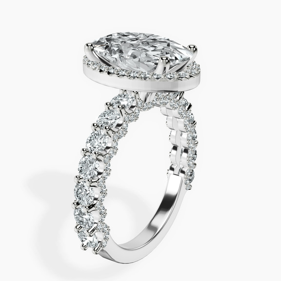 Platinum Enchanté Side Stones Halo Lab Diamond Ring standing product image one