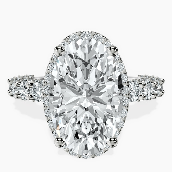 Platinum Enchanté Side Stones Halo Lab Diamond Ring front image