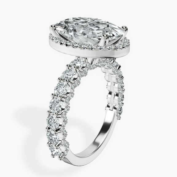 Platinum Enchanté Side Stones Halo Lab Diamond Ring standing product image one