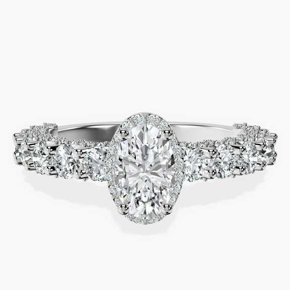 Platinum Enchanté Side Stones Halo Lab Diamond Ring front image