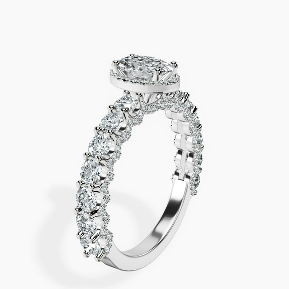 Platinum Enchanté Side Stones Halo Lab Diamond Ring standing product image one