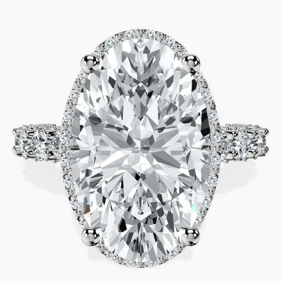 Platinum Enchanté Side Stones Halo Lab Diamond Ring front image