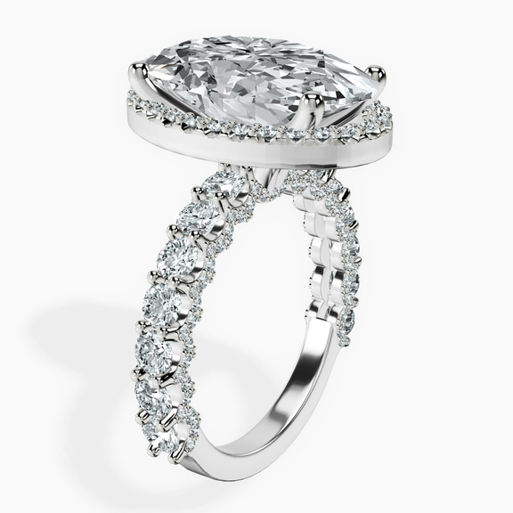 Platinum Enchanté Side Stones Halo Lab Diamond Ring standing product image one