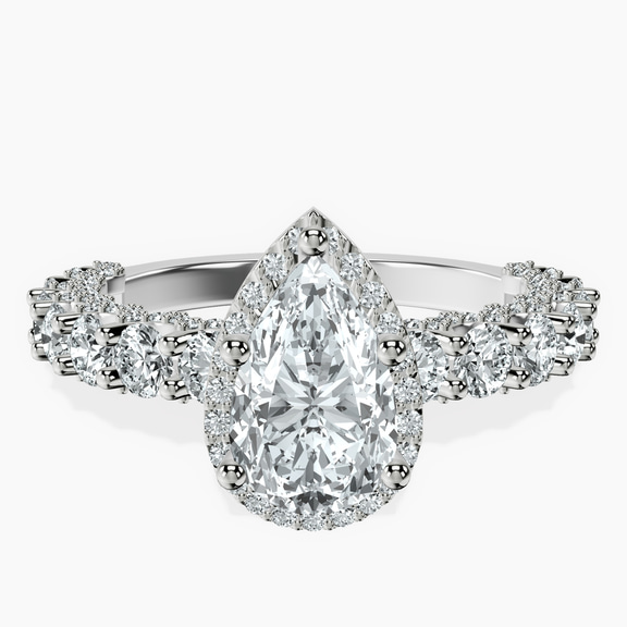 Platinum Enchanté Side Stones Halo Lab Diamond Ring front image