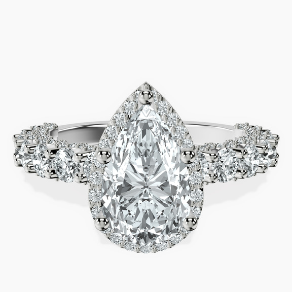 Platinum Enchanté Side Stones Halo Lab Diamond Ring front image